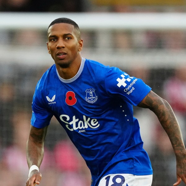 FILE - Everton's Ashley Young runs into position during the English Premier League soccer match between Southampton and Everton, at the St Marys Stadium in Southampton, Saturday, Nov 2, 2024. (AP Photo/Dave Shopland,File)