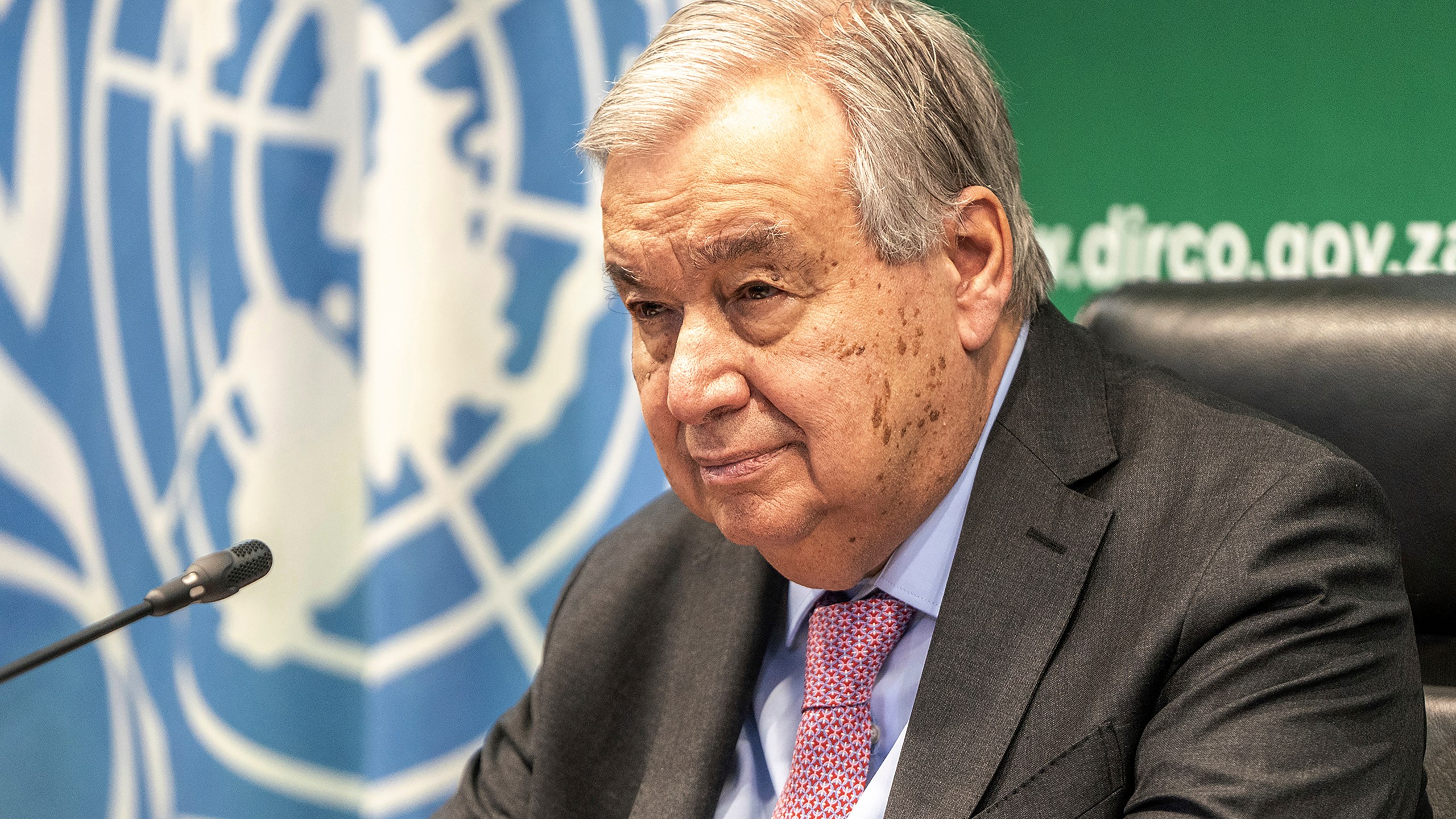 Secretary General of the United Nations, Antonio Guterres, during a visit in Pretoria, South Africa. Wednesday, Dec. 11, 2024. (AP Photo/Shiraaz Mohamed)