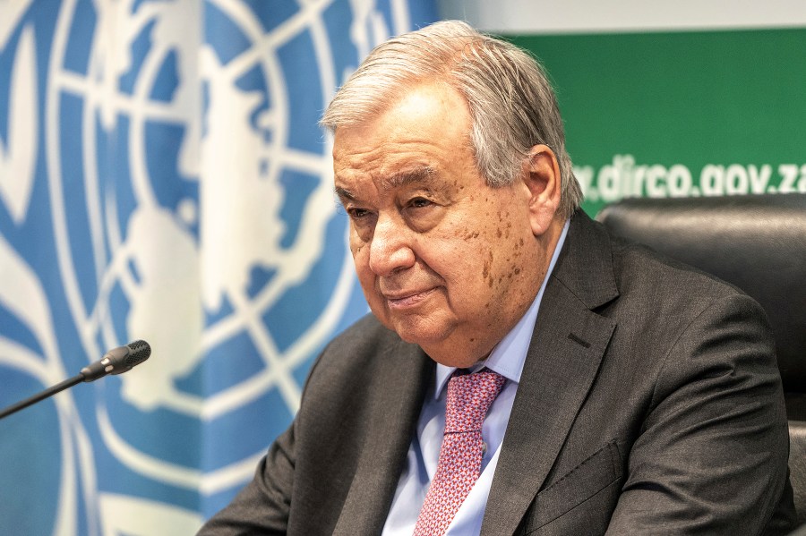 Secretary General of the United Nations, Antonio Guterres, during a visit in Pretoria, South Africa. Wednesday, Dec. 11, 2024. (AP Photo/Shiraaz Mohamed)