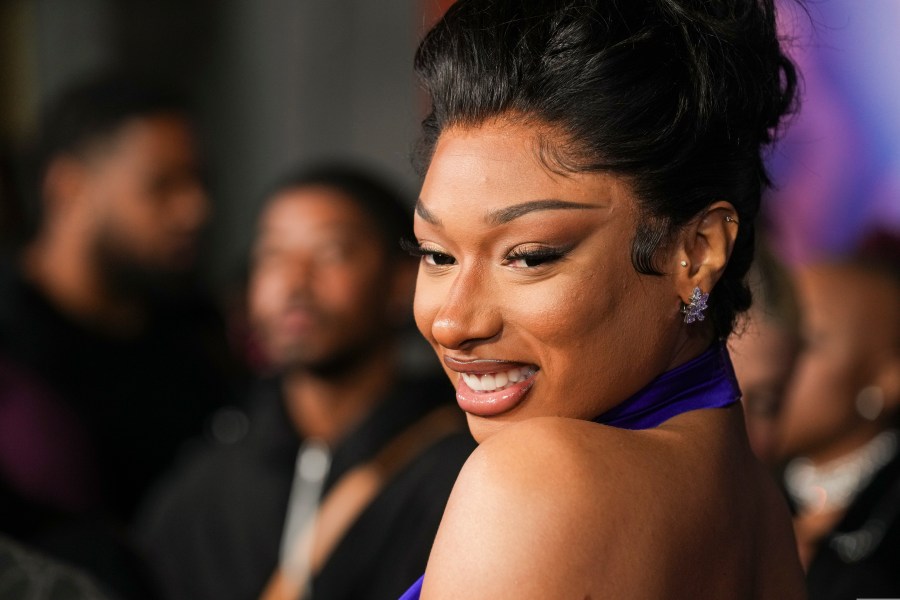 FILE - Megan Thee Stallion arrives at the premiere of "Megan Thee Stallion: In Her Words", Oct. 30, 2024, at TCL Chinese Theatre in Los Angeles. (AP Photo/Chris Pizzello, File)