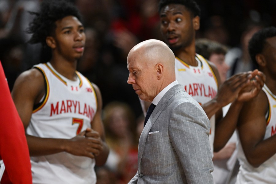 UCLA head coach Mick Cronin walks off the court after being ejected during the second half of an NCAA college basketball game Maryland, Friday, Jan. 10, 2025, in College Park, Md. (AP Photo/Terrance Williams)