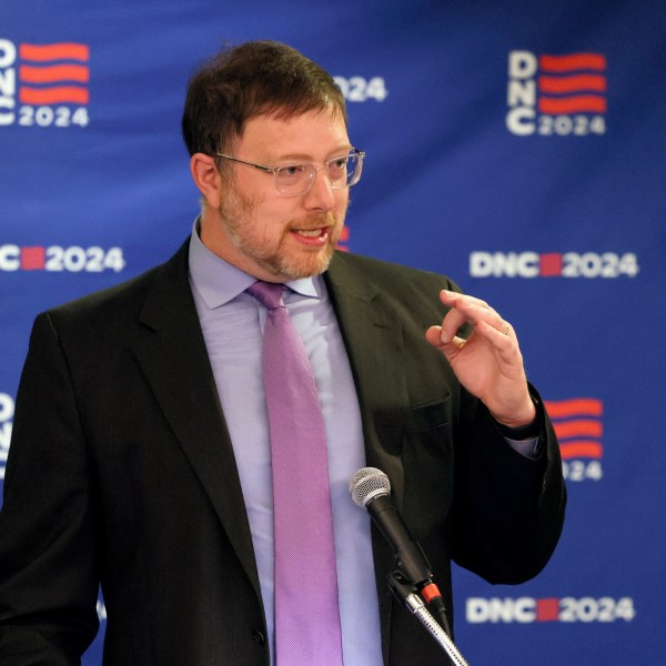 FILE - Ben Wikler, chair of the Democratic Party of Wisconsin, discusses the 2024 Democratic National Convention during a news conference, April 18, 2024, in Chicago. (AP Photo/Teresa Crawford, File)