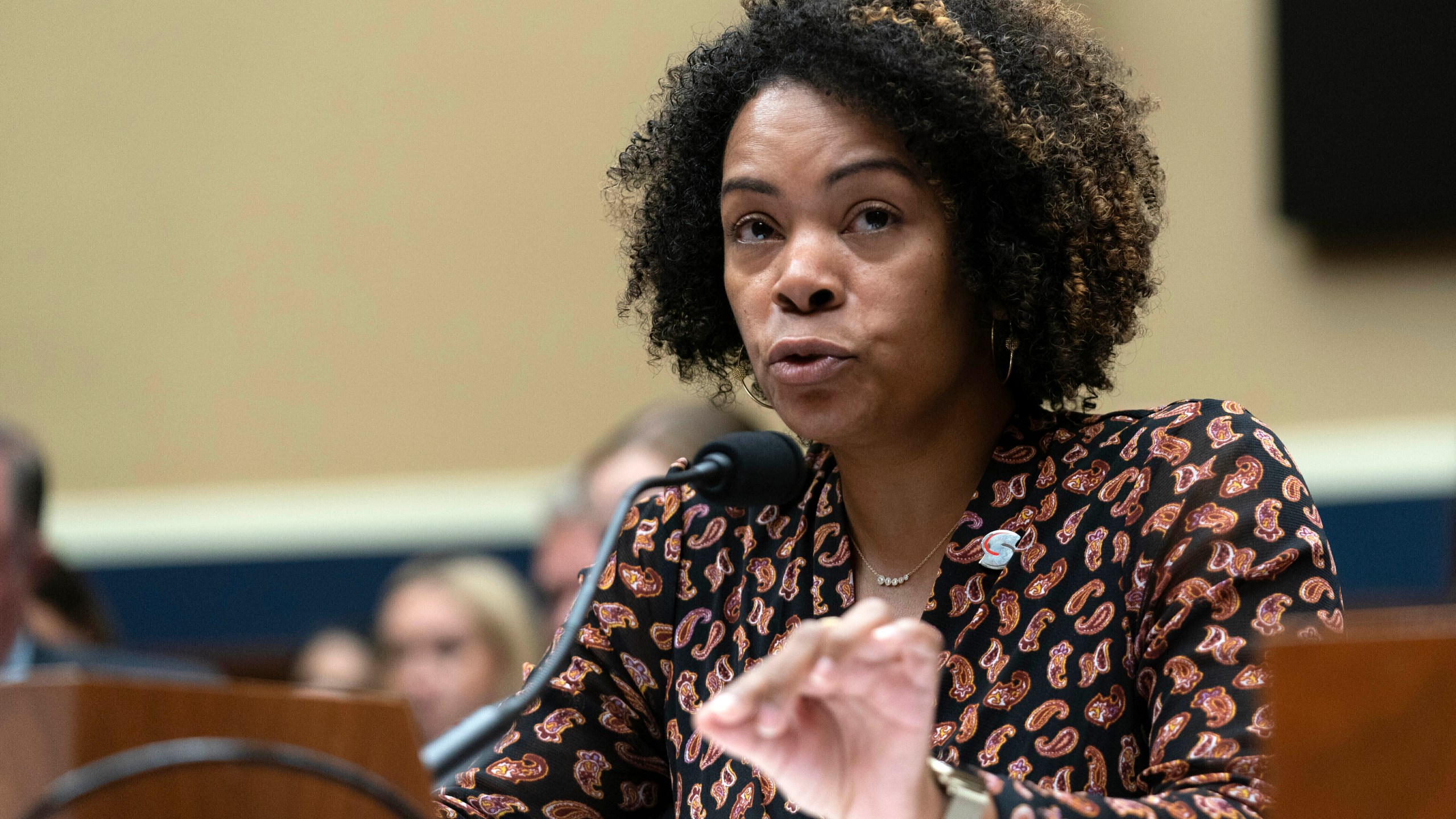 FILE - U.S. Center for SafeSport CEO Ju'Riese Colón testifies during The Commission on the State of U.S. Olympics and Paralympics hearing on Capitol Hill in Washington, Wednesday, Sept. 6, 2023. (AP Photo/Jose Luis Magana, File)