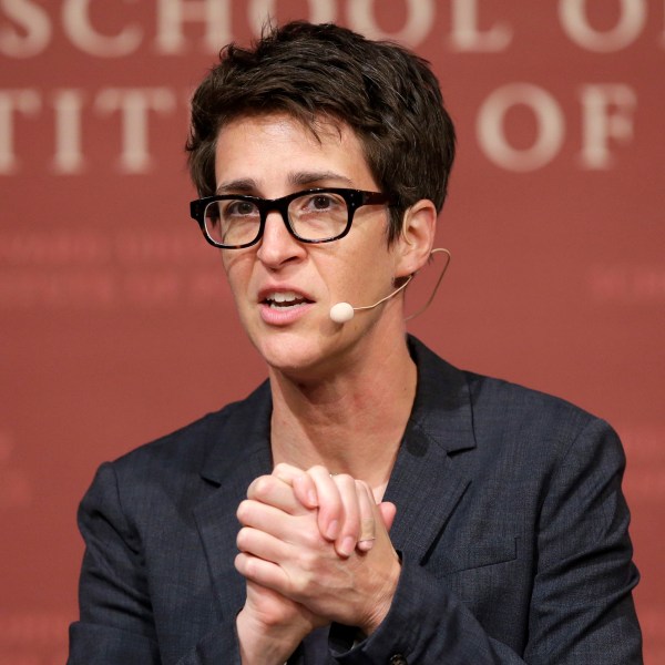 FILE - MSNBC television anchor Rachel Maddow, host of the Rachel Maddow Show, moderates the "Perspectives on National Security" panel on Oct. 16, 2017, in Cambridge, Mass. (AP Photo/Steven Senne, File)