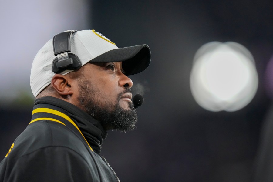 Pittsburgh Steelers head coach Mike Tomlin looks on during the first half of an NFL wild-card playoff football game against the Baltimore Ravens, Saturday, Jan. 11, 2025, in Baltimore. (AP Photo/Stephanie Scarbrough)