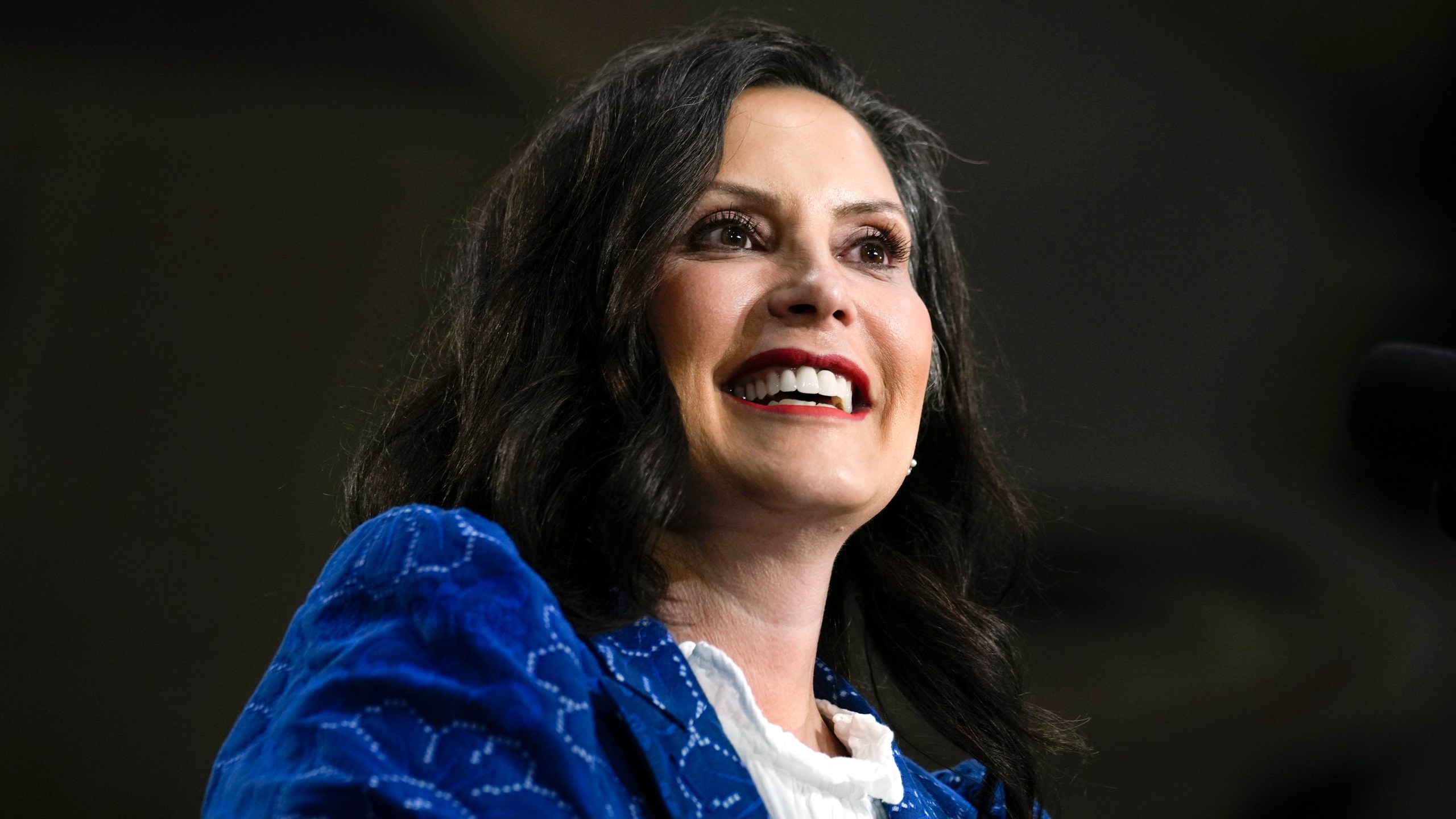 FILE - Michigan Gov. Gretchen Whitmer speaks during a campaign event for Democratic presidential candidate Vice President Kamala Harris in Ambler, Pa., July 29, 2024. (AP Photo/Matt Rourke, File)