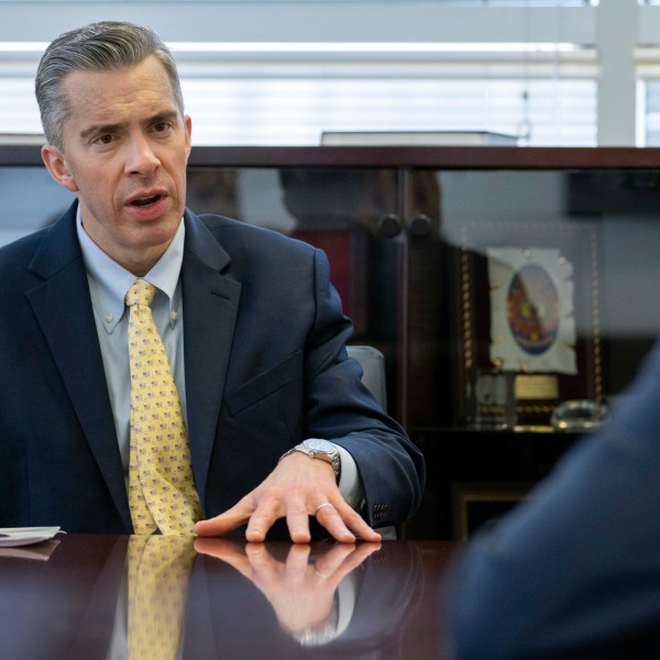 Acting Director of the National Counterterrorism Center Brett Holmgren speaks during an interview at the National Counterterrorism Center, Jan. 8, 2025 in McLean, Va. (AP Photo/Kevin Wolf)