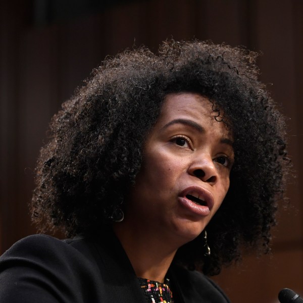 FILE - U.S. Center for SafeSport Chief Executive Officer Ju'Riese Colón testifies on Capitol Hill in Washington, Feb. 5, 2020. (AP Photo/Susan Walsh, File)