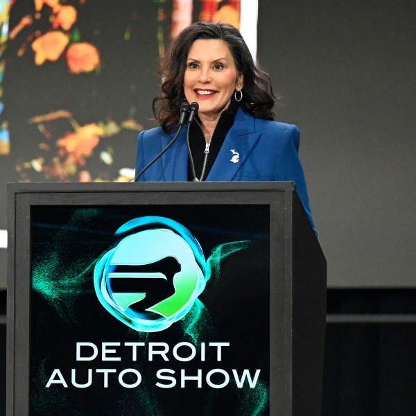 Michigan Gov. Gretchen Whitmer speaks at the Detroit Auto Show, Wednesday, Jan. 15, 2025, in Detroit. (AP Photo/Jose Juarez)