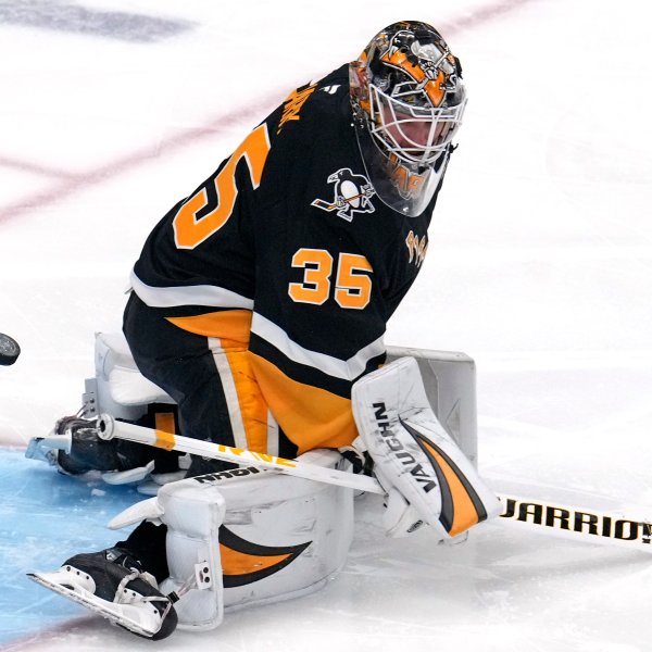 A shot by Seattle Kraken's Chandler Stephenson gets past Pittsburgh Penguins goaltender Tristan Jarry for a goal during the first period of an NHL hockey game in Pittsburgh, Tuesday, Jan. 14, 2025. (AP Photo/Gene J. Puskar)