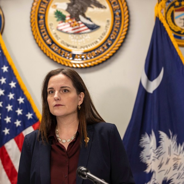 U.S. Attorney for South Carolina Adair Boroughs discusses the findings of the U.S. Department of Justice's yearlong investigation into the Richland County jail during a press conference on Wednesday, Jan. 15, 2025, in Columbia, S.C. (Andrew Whitaker/The Post And Courier via AP)