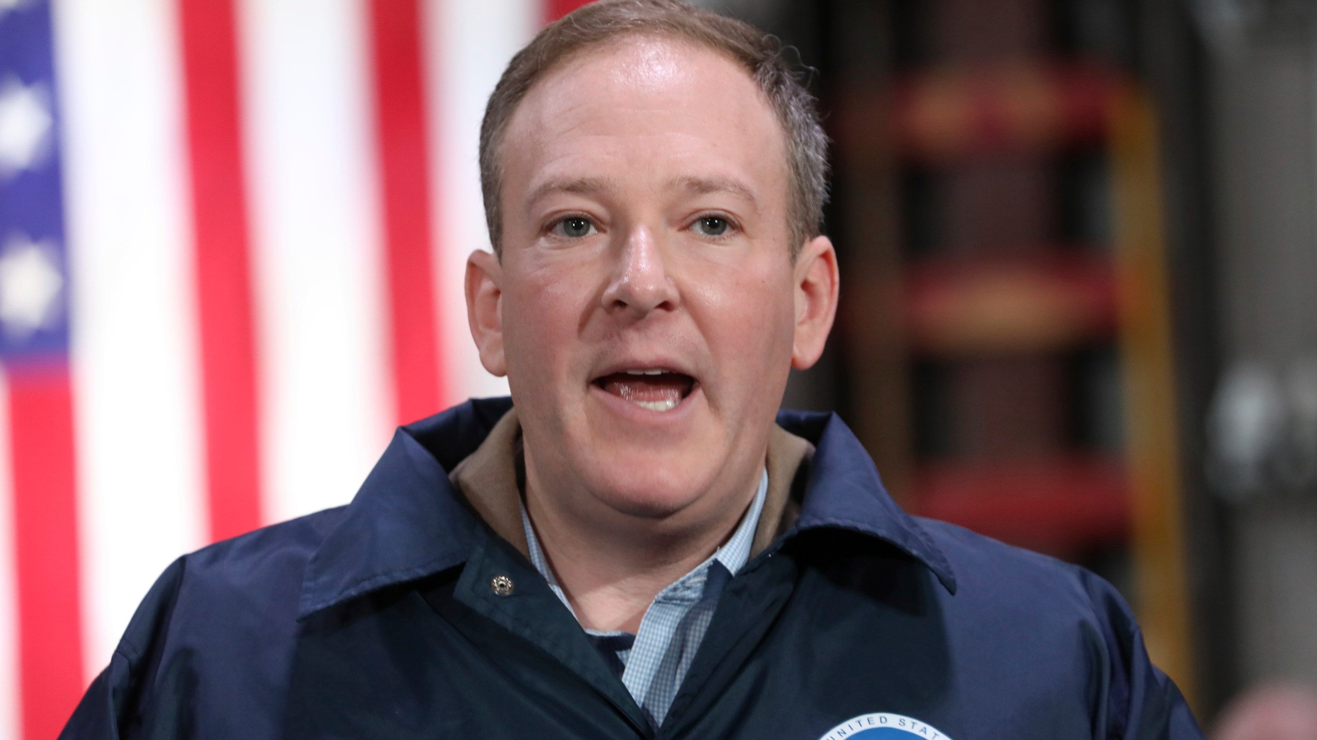 FILE - EPA Administrator Lee Zeldin speaks at the East Palestine Fire Department in East Palestine, Ohio, Feb. 3, 2025. (Rebecca Droke/Pool Photo via AP, File)