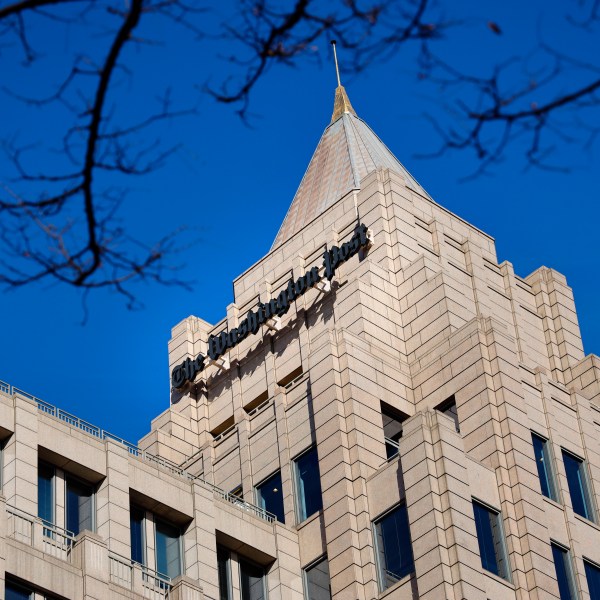 FILE - The One Franklin Square Building, home of The Washington Post, in downtown Washington, Feb. 8, 2019. (AP Photo/Pablo Martinez Monsivais, file)